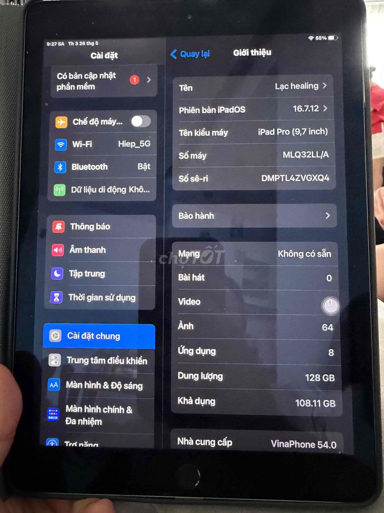 Apple iPad Pro 9.7 inch 128GB Xám. Mua bán Máy tính bảng tại Quận Tân Bình Tp Hồ Chí Minh được đăng bởi Ajahn  Vu hình 1