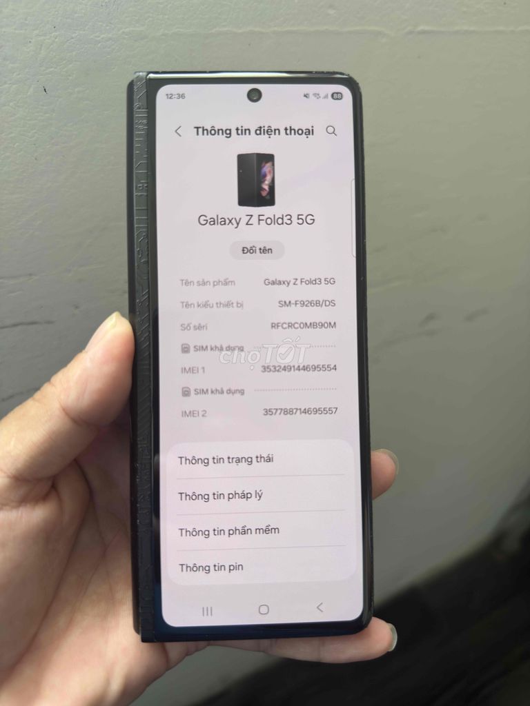 Samsung Galaxy Z Fold3 5G 256GB Đen. Mua bán Điện thoại tại Huyện Bình Chánh Tp Hồ Chí Minh được đăng bởi NHATLV hình 1