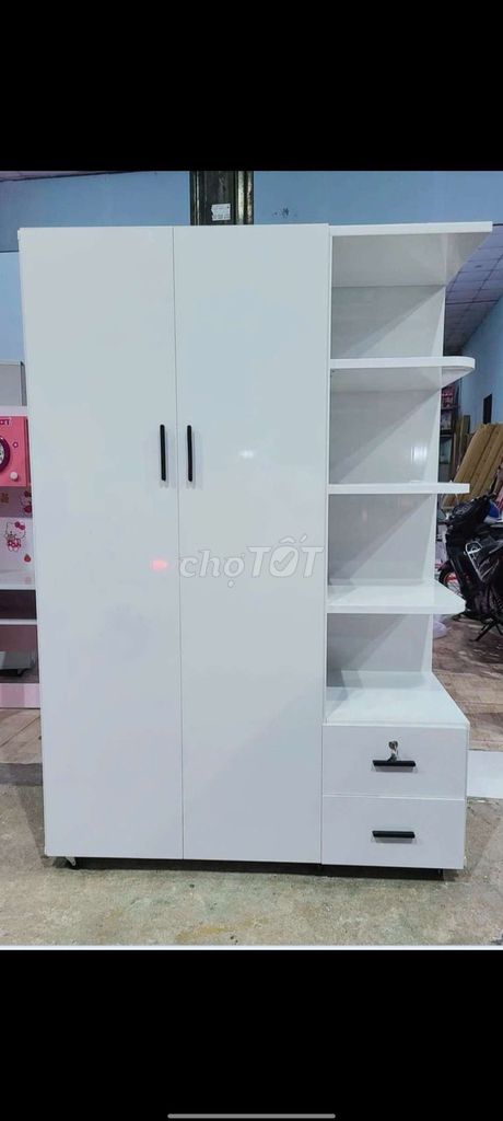 Tủ 2 cánh liền kệ kt 1m8*1m2 - nhiều màu