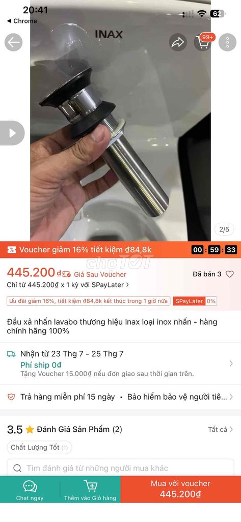 Đầu xả nhấn Inax Inox Bạc. Mua bán Thiết bị vệ sinh, nhà tắm tại Huyện Đông Anh Hà Nội được đăng bởi Toàn hình 1
