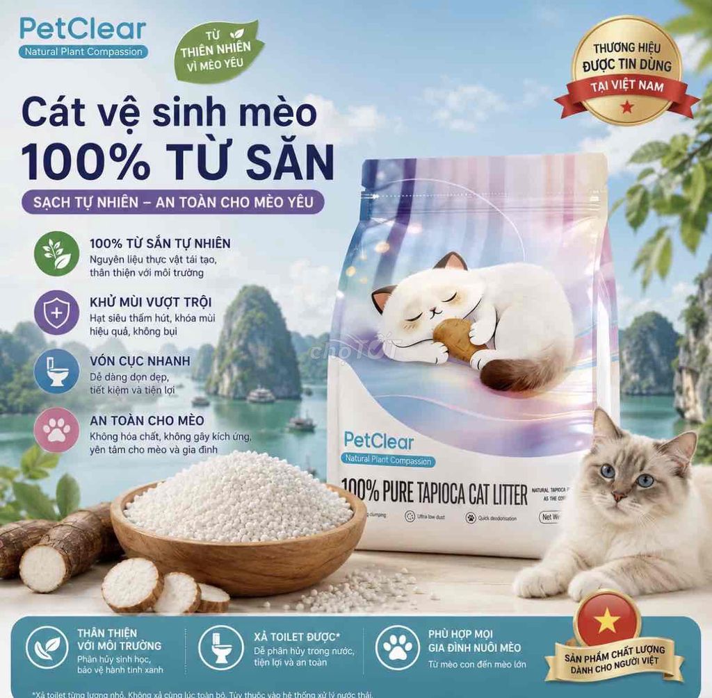 Cát vệ sinh PetClear Bột sắn dây 2.4kg. Mua bán Phụ kiện, Thức ăn, Dịch vụ tại Huyện Đức Hòa Long An được đăng bởi Nguyễn Hoàng  hình 1