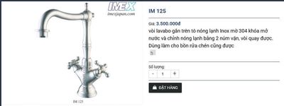 Vòi lavabo IMEX IM 125 Inox 304 nóng lạnh. Mua bán Thiết bị vệ sinh, nhà tắm tại Quận Tân Bình Tp Hồ Chí Minh được đăng bởi Huyền Thương