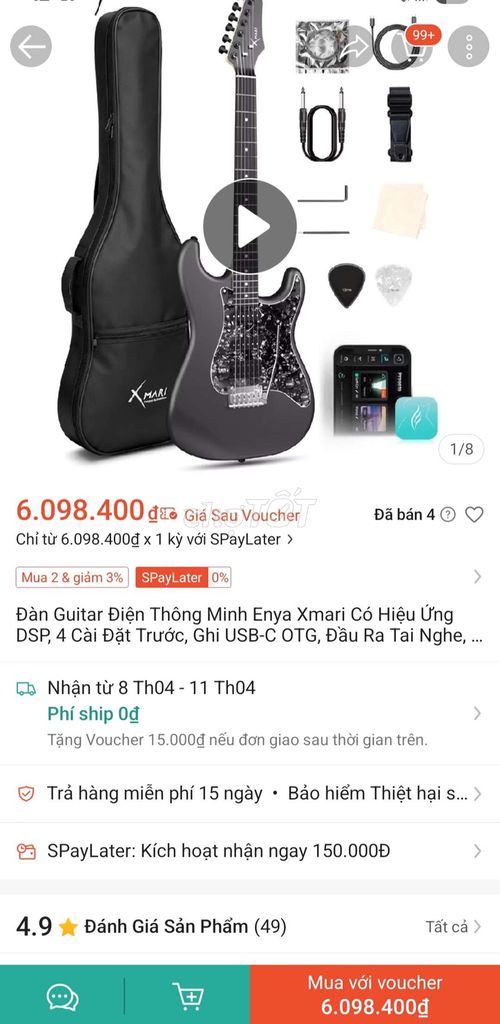 Đàn guitar điện Enya Xmari Đen Mới. Mua bán Nhạc cụ tại Huyện Bình Chánh Tp Hồ Chí Minh được đăng bởi Nguyễn Lê Đăng Khoa hình 1