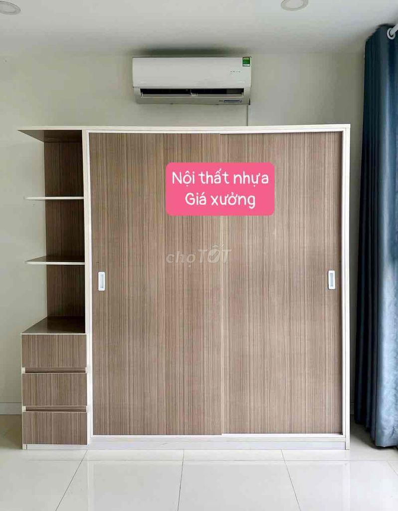 Tủ áo nhựa Taiwan mới 100% tủ lùa 2 cánh 80cm mới