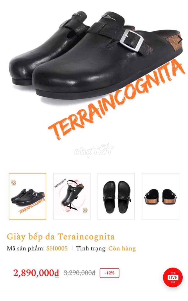 Giày sục TERRAINCOGANITA Da thật Đen 42/43. Mua bán Giày dép tại Quận Tây Hồ Hà Nội được đăng bởi Nguyễn tiến hình 1
