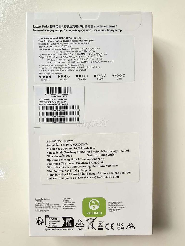 sạc dự phòng  samsung 20000mah 45w new seal hộp