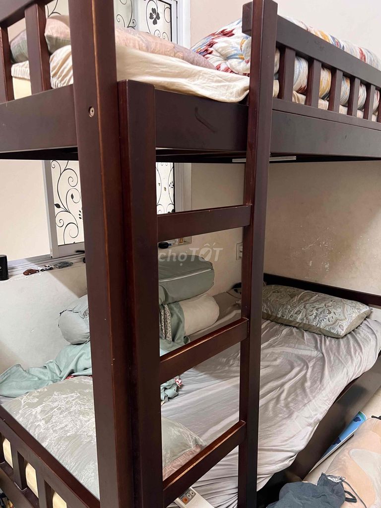 Giường tầng gỗ tự nhiên màu Nâu. Mua bán Giường, chăn ga gối nệm tại Thành phố Qui Nhơn Bình Định được đăng bởi Nguyên Khang hình 1