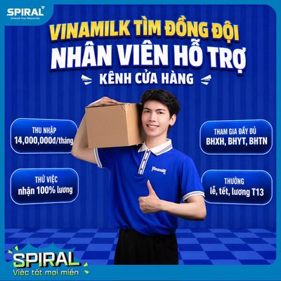 HÒA BÌNH- VINAMILK TUYỂN NHÂN VIÊN HỖ TRỢ CH