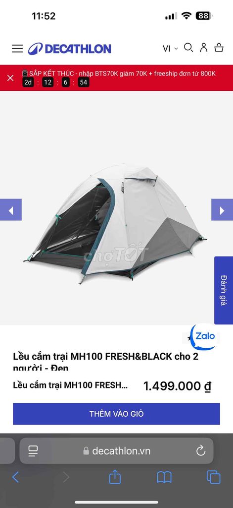 THANH LÝ LỀU CAMPING CỦA DECATCHLON 2 người