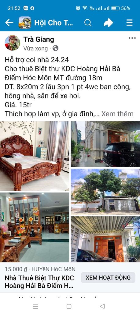 Biệt Thự KDC Hoàng Hải Bà Điểm Hóc Môn Cho Thuê.