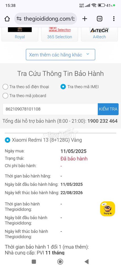 Xiaomi Redmi 13 8GB/128GB Vàng. Mua bán Điện thoại tại Thành phố Vũng Tàu Bà Rịa - Vũng Tàu được đăng bởi khánh hình 1
