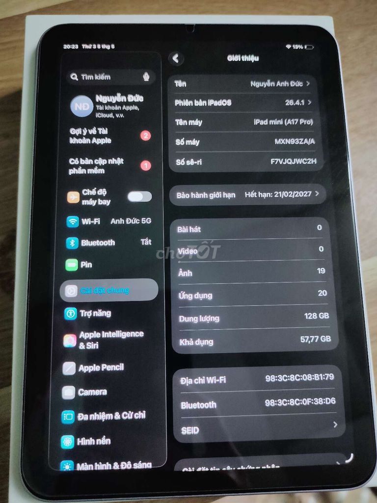 Apple iPad mini (A17 Pro) 128GB Bạc. Mua bán Máy tính bảng tại Huyện Đông Anh Hà Nội được đăng bởi Nguyễn Anh Đức hình 1