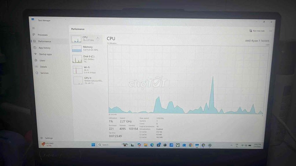 Laptop AMD Ryzen 7 7435HS 16GB/512GB. Mua bán Laptop tại Quận Bình Tân Tp Hồ Chí Minh được đăng bởi gia kiệt hình 1