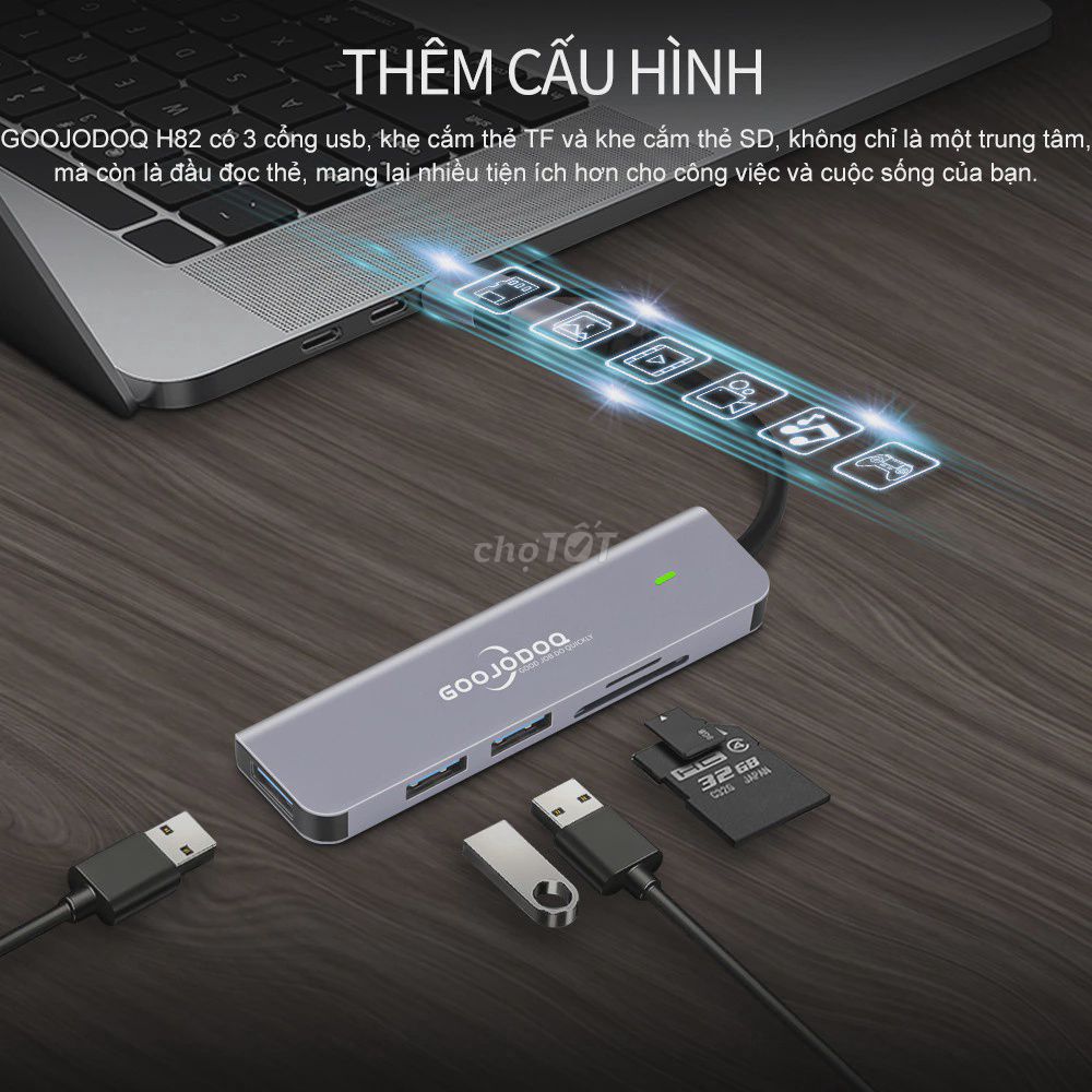 Bộ Hub Type C/USB hãng ra 3 USB 3.0 và thẻ SD+TF. Mua bán Phụ kiện (Màn hình, Chuột...) tại Quận Thanh Khê Đà Nẵng được đăng bởi Laptop 2nd bao bền giá rẻ  hình 1