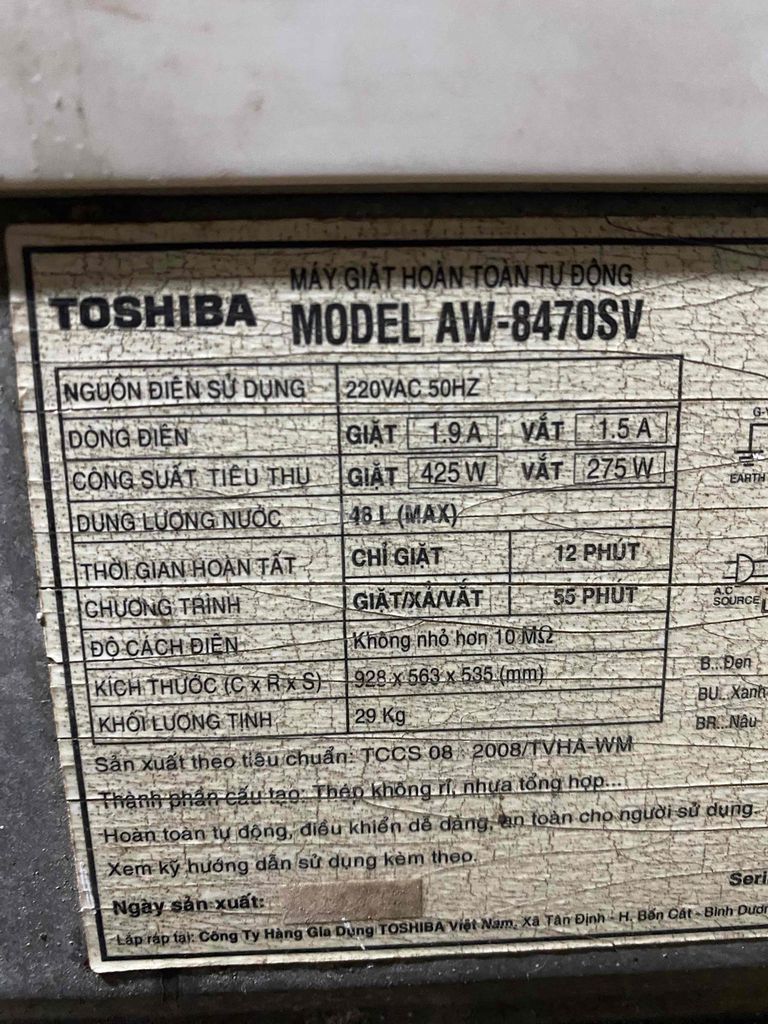 Máy giặt Toshiba cũ