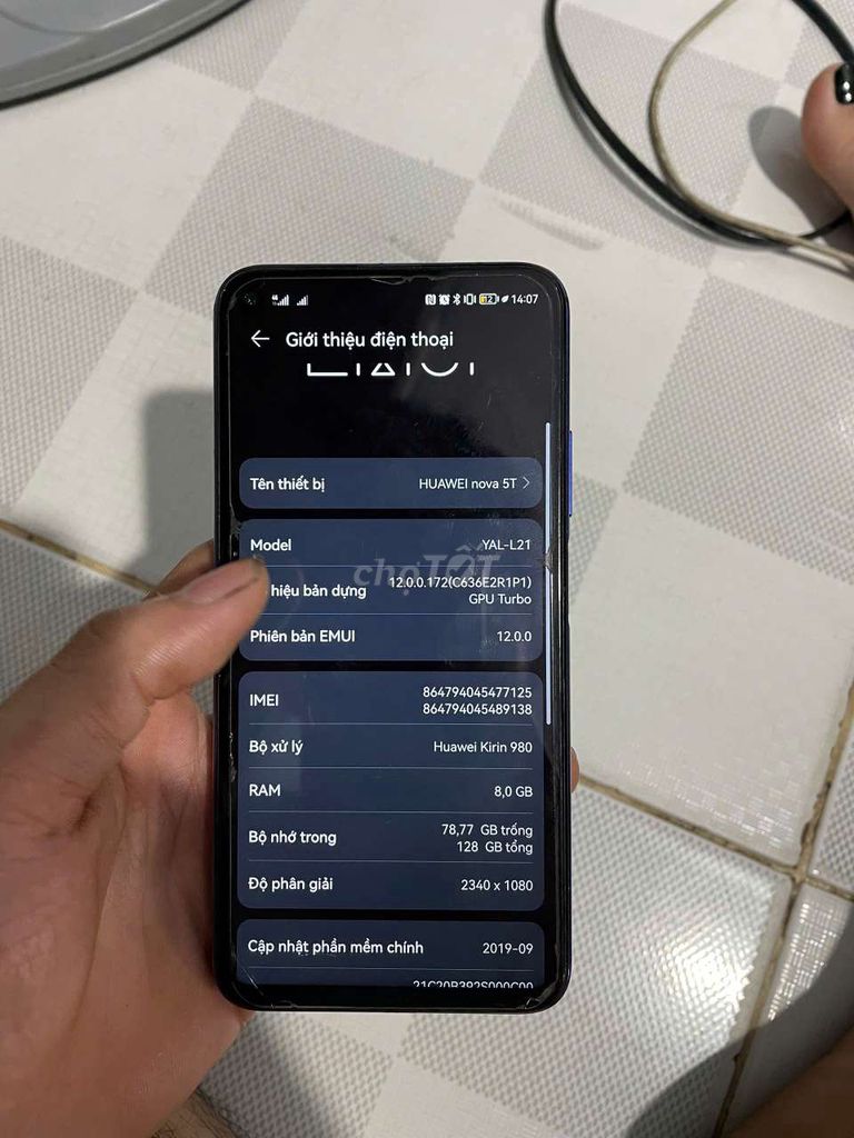 Huawei nova 5T 128GB Xanh. Mua bán Điện thoại tại Thành phố Thủ Đức Tp Hồ Chí Minh được đăng bởi Cu Gaming hình 1