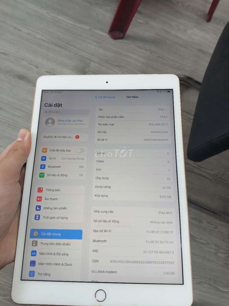 Apple iPad 7 32GB 4G Vàng hồng. Mua bán Máy tính bảng tại Quận Gò Vấp Tp Hồ Chí Minh được đăng bởi Chí Hướng Group  hình 1