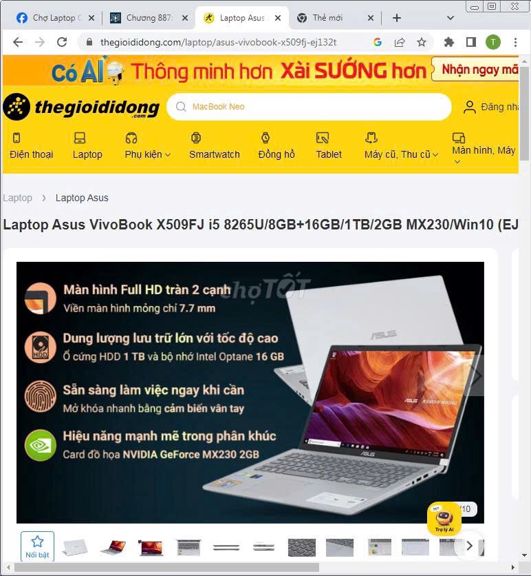 Asus VivoBook X509FJ i5 8250U 8GB/256GB. Mua bán Laptop tại Thị xã Gò Công Tiền Giang được đăng bởi Hoàng Tấn hình 1