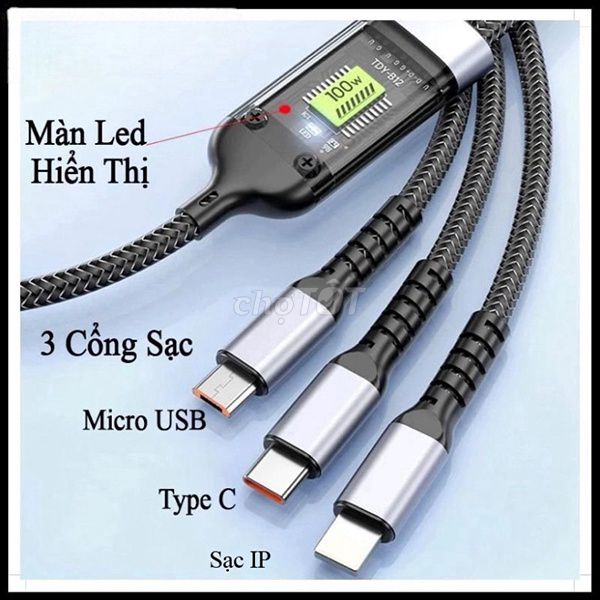 Dây cáp sạc 3 đầu micro USB, Type C, IP 3 trong 1. Mua bán Phụ kiện (Màn hình, Chuột...) tại Quận Bình Tân Tp Hồ Chí Minh được đăng bởi Shop mimi hình 1