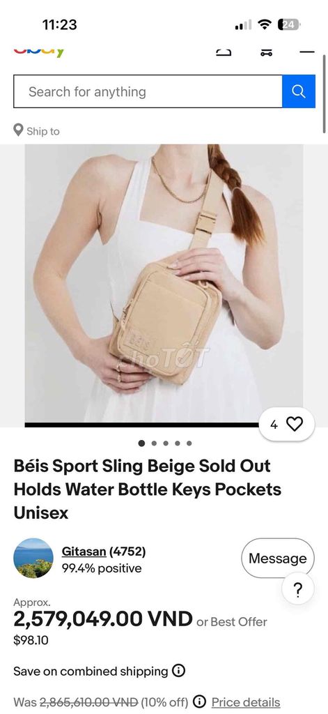 Béis Túi đeo chéo Unisex Beige. Mua bán Túi xách tại Quận 1 Tp Hồ Chí Minh được đăng bởi Lai Trần hình 1