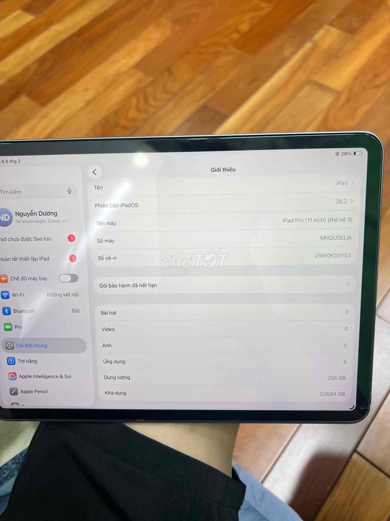 Apple iPad Pro 11 inch 256GB Xám. Mua bán Máy tính bảng tại Quận Hà Đông Hà Nội được đăng bởi Nguyễn Dương hình 1