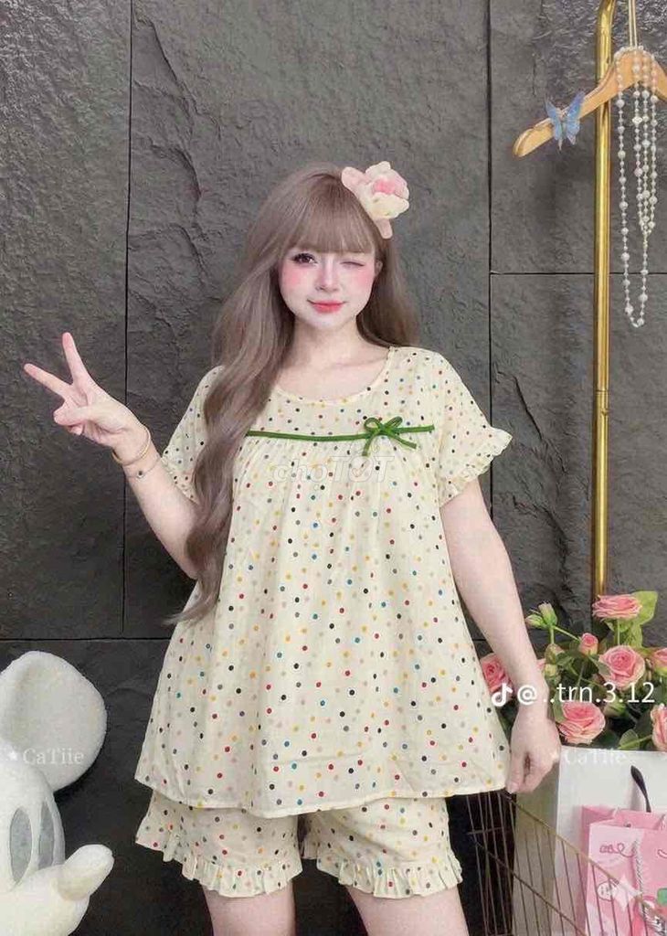 Đồ ngủ Nữ Vải Kem Chấm bi. Mua bán Quần áo tại Thành phố Thuận An Bình Dương được đăng bởi Tiệm Tole Nhỏ hình 1