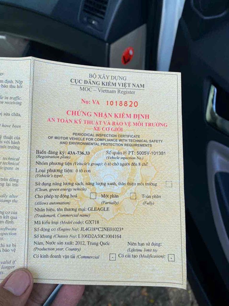 GLEAGLE - GX 781  5 chỗ sx 2012 nhập Trung Quốc  Đ. Mua bán Ô tô tại Quận Liên Chiểu Đà Nẵng được đăng bởi Tran thanh quoc hình 20