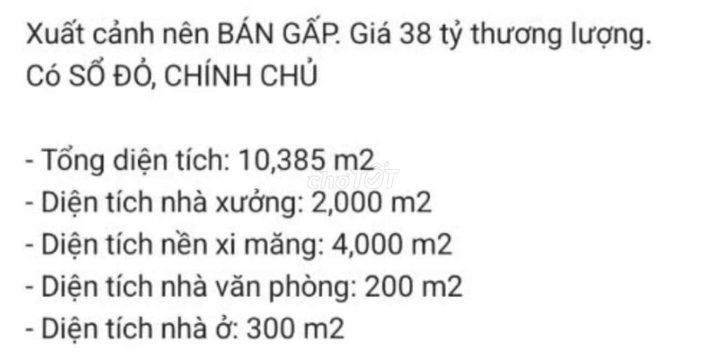 Bán kho 10.000m2 xã Trung An Củ Chi, 3,8tr/m2