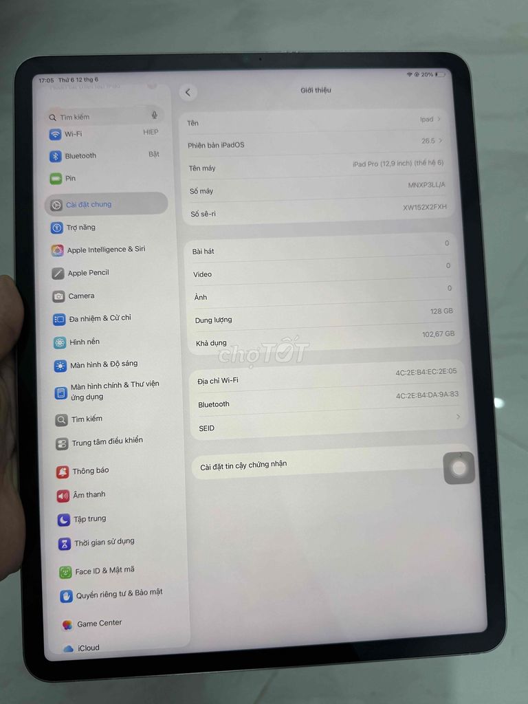 Apple iPad Pro 12.9 (M2) 128GB Xám. Mua bán Máy tính bảng tại Quận Tân Phú Tp Hồ Chí Minh được đăng bởi TRHIEP hình 1