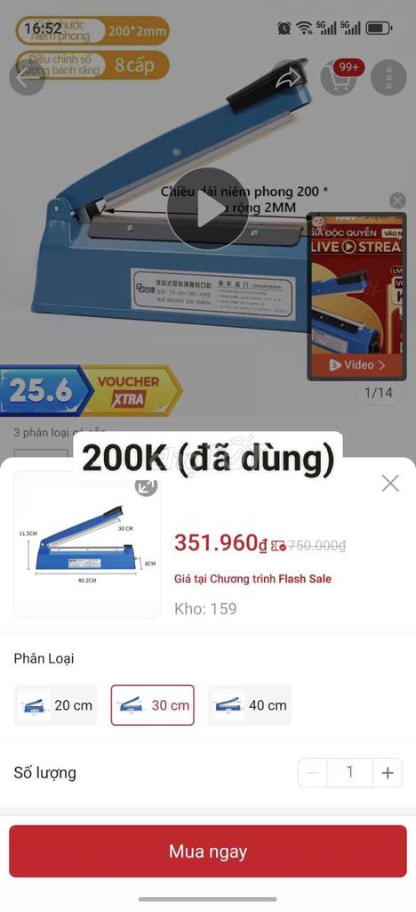 Máy hàn miệng túi 30cm Xanh đã sử dụng. Mua bán Đồ chuyên dụng, Giống nuôi trồng tại Huyện Đông Anh Hà Nội được đăng bởi Hùng Minh hình 1