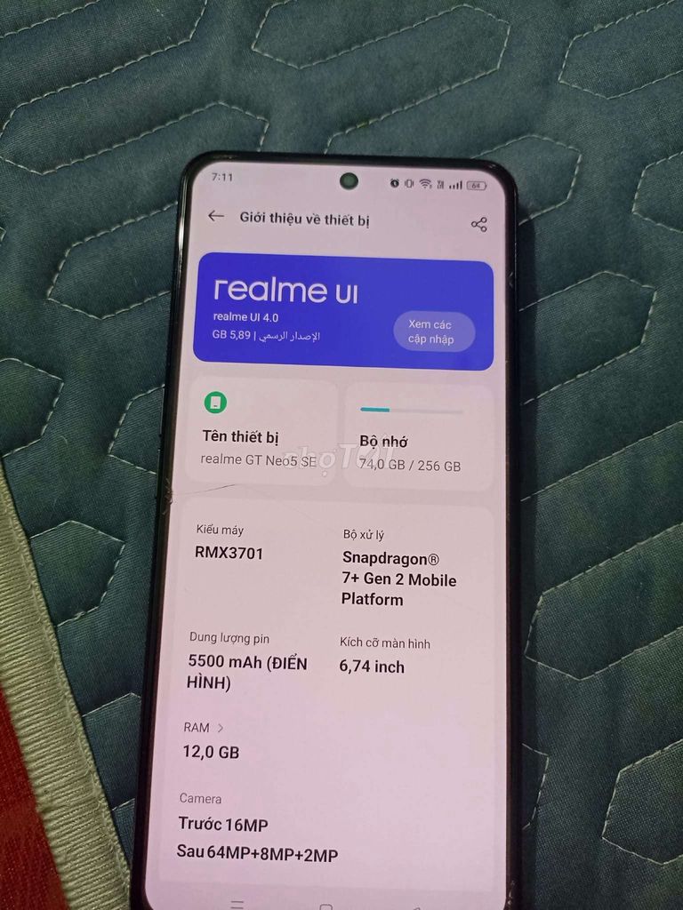Realme GT Neo5 SE Đen 12GB/256GB. Mua bán Điện thoại tại Thị xã Bến Cát Bình Dương được đăng bởi Hà Văn Ba hình 1