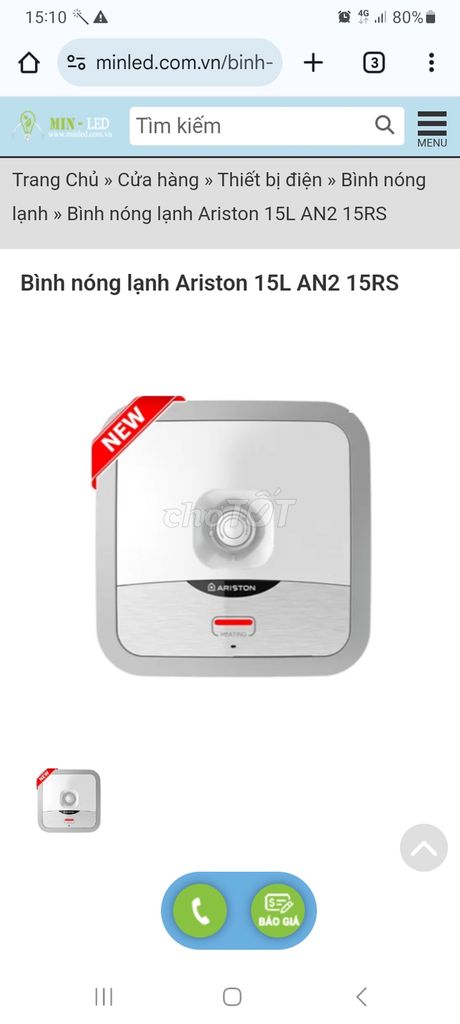 Bình nóng lạnh aristo như mới , bán nhanh 1tr3