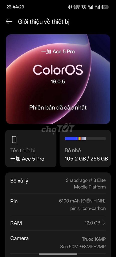 OnePlus Ace 5 Pro 256GB Đen. Mua bán Điện thoại tại Thành phố Thái Nguyên Thái Nguyên được đăng bởi Quang Nguyễn hình 1