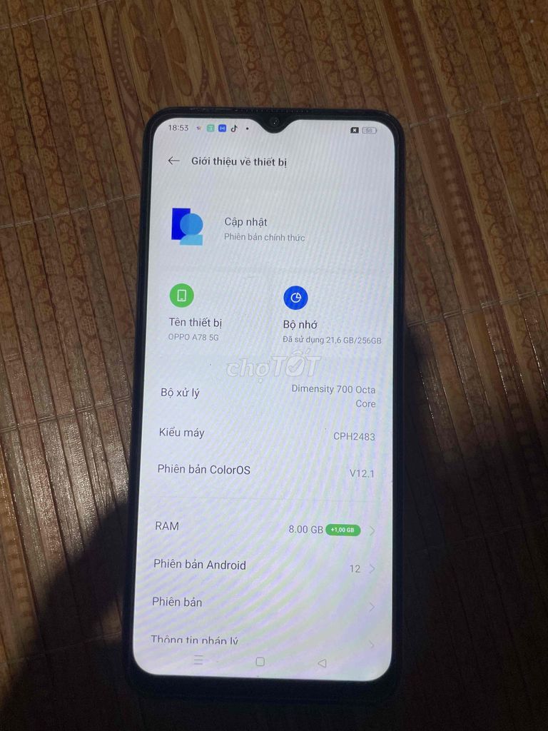 Oppo A78 5G Xanh 8GB/256GB Dimensity 700. Mua bán Điện thoại tại Thị xã Hương Trà Thừa Thiên Huế được đăng bởi Khải hình 1