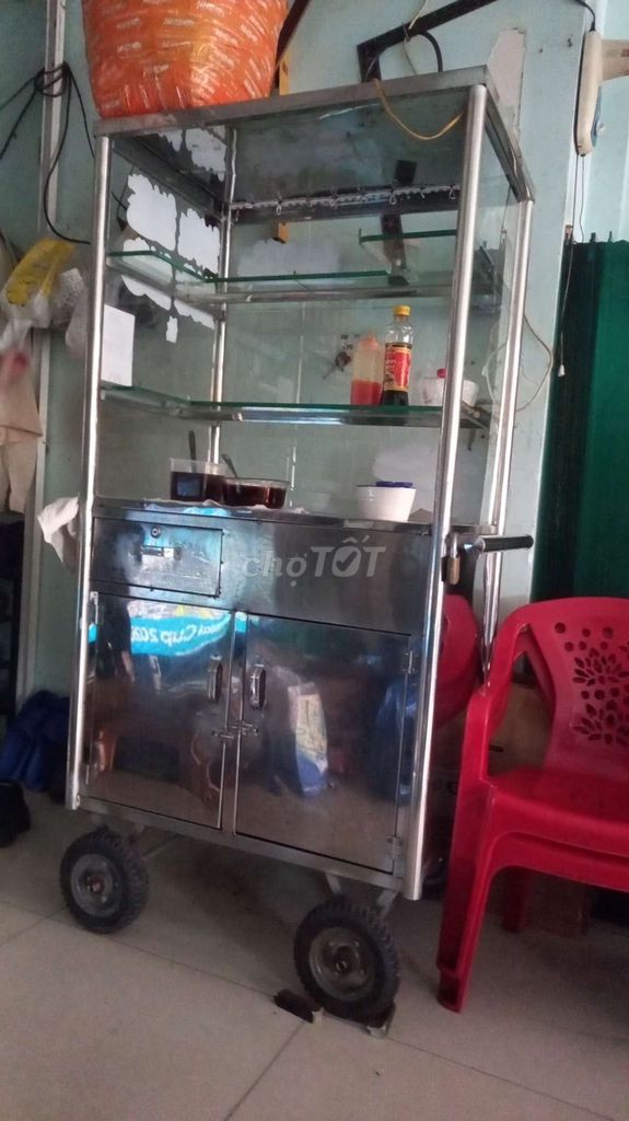 Xe đẩy bán hàng Inox Kính Bạc, kính kệ 8 li. Mua bán Đồ chuyên dụng, Giống nuôi trồng tại Quận Tân Bình Tp Hồ Chí Minh được đăng bởi phương Nguyễn  hình 1