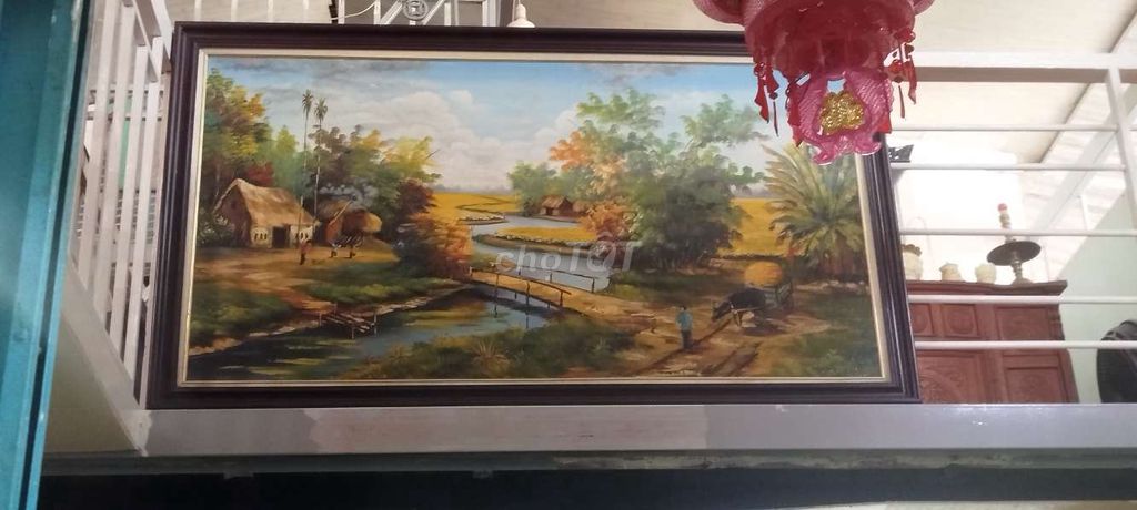 Tranh sơn dầu Phong cảnh làng quê 90cm x 1.6m. Mua bán Đồ sưu tầm, đồ cổ tại Quận Thanh Khê Đà Nẵng được đăng bởi HẠNH hình 1