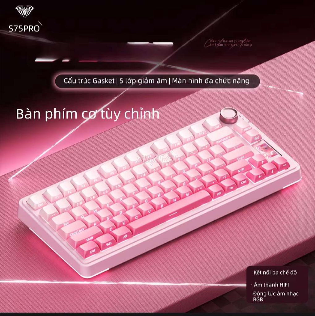 Bàn phím cơ AULA S75PRO Hồng 3 chế độ. Mua bán Phụ kiện (Màn hình, Chuột...) tại Thành phố Mỹ Tho Tiền Giang được đăng bởi Huy Pham hình 1