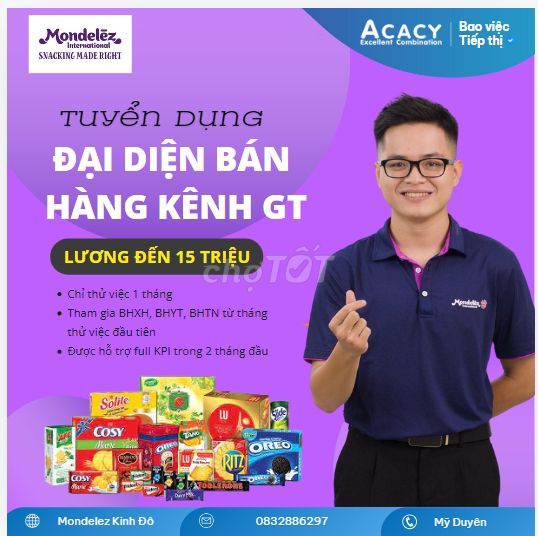 MONDELEZ KINH ĐÔ TUYỂN DỤNG ĐẠI DIỆN BÁN HÀNG