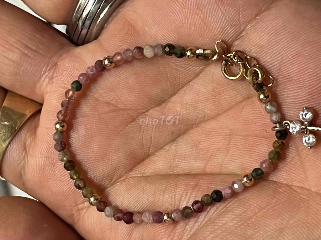 vòng tay nữ đá thiên nhiên spinel mix bi vàng