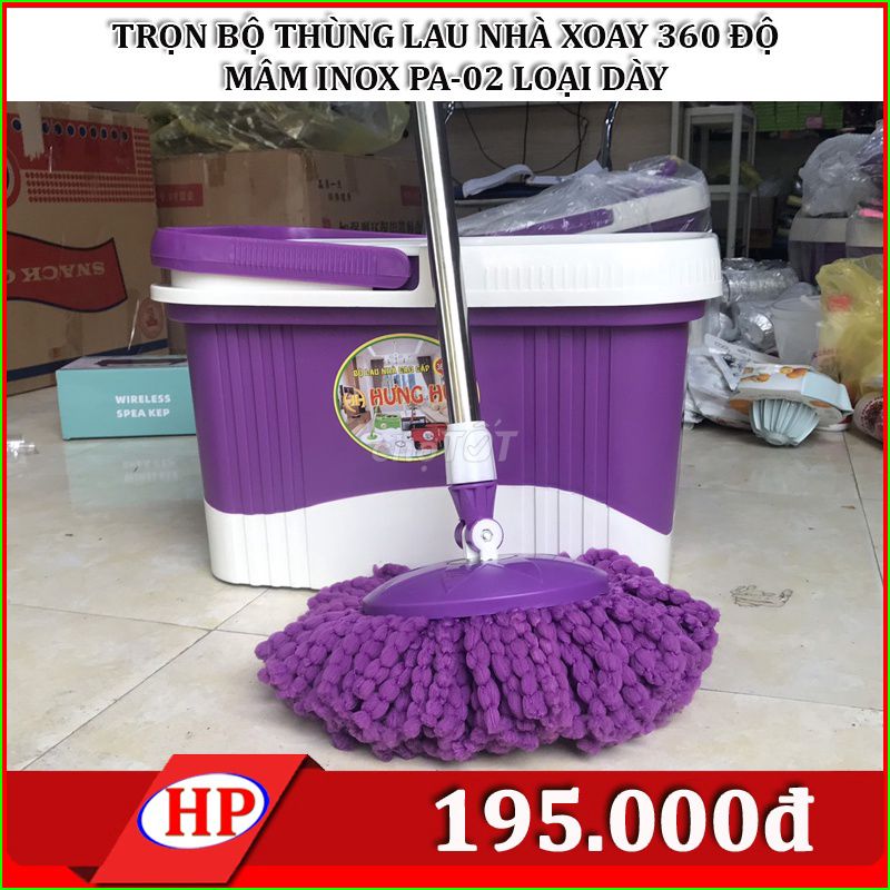 Thùng lau nhà xoay Inox Tím. Mua bán Thiết bị vệ sinh, nhà tắm tại Quận Ninh Kiều Cần Thơ được đăng bởi PHƯỚC HIỆP hình 1