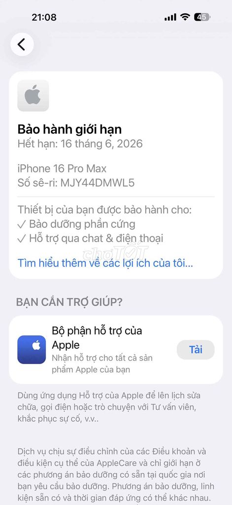 iPhone 16 Pro Max bản VN còn bảo hành. Mua bán Điện thoại tại Thành phố Việt Trì Phú Thọ được đăng bởi Hero hình 1
