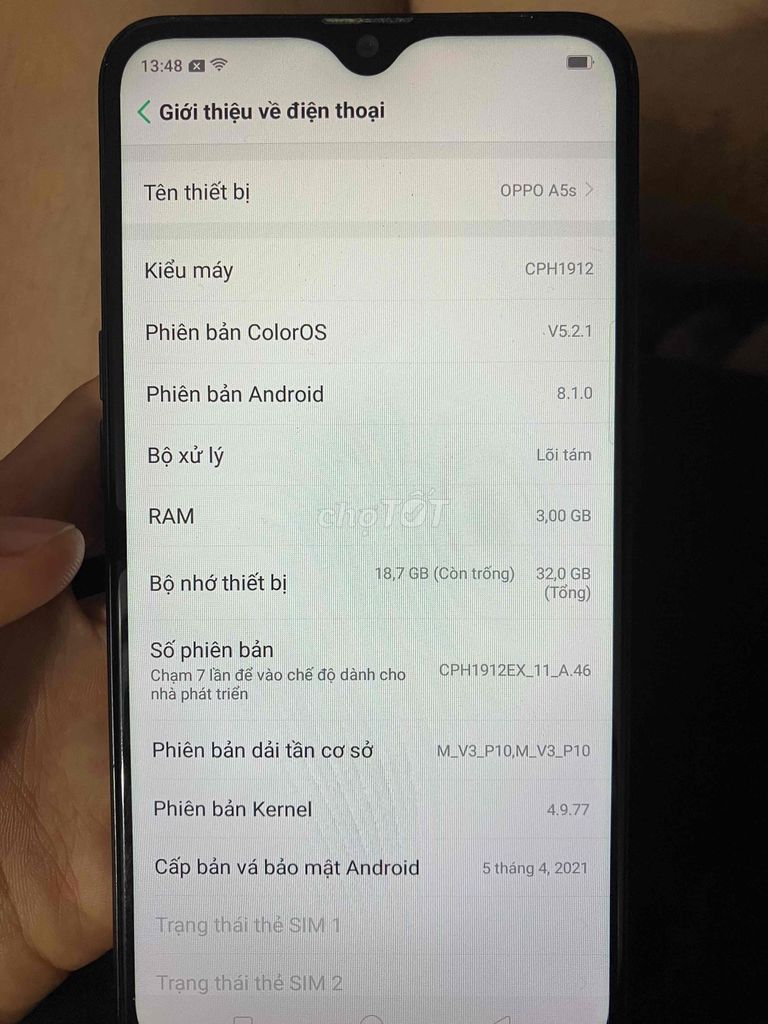 Oppo A5s 3GB/32GB Đen cũ. Mua bán Điện thoại tại Huyện Thanh Trì Hà Nội được đăng bởi Noname hình 1