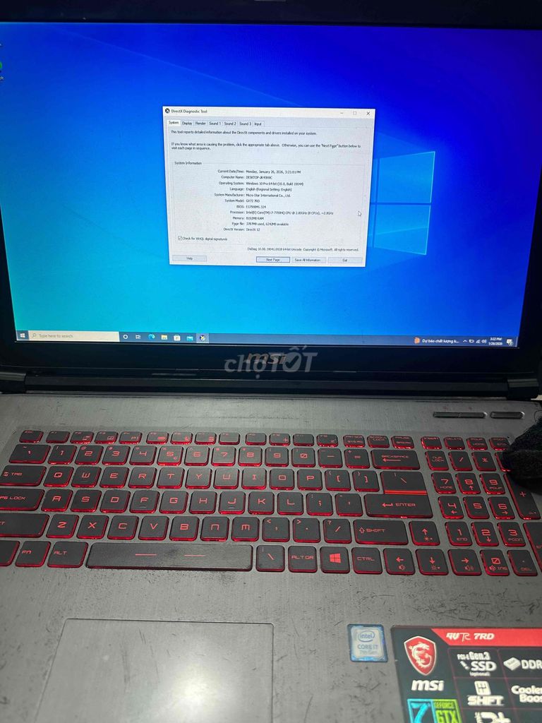 Laptop MSI i7 7700HQ 8gb/120gb VGA 1050 4gb. Mua bán Laptop tại Quận 12 Tp Hồ Chí Minh được đăng bởi HoàngNhân hình 1