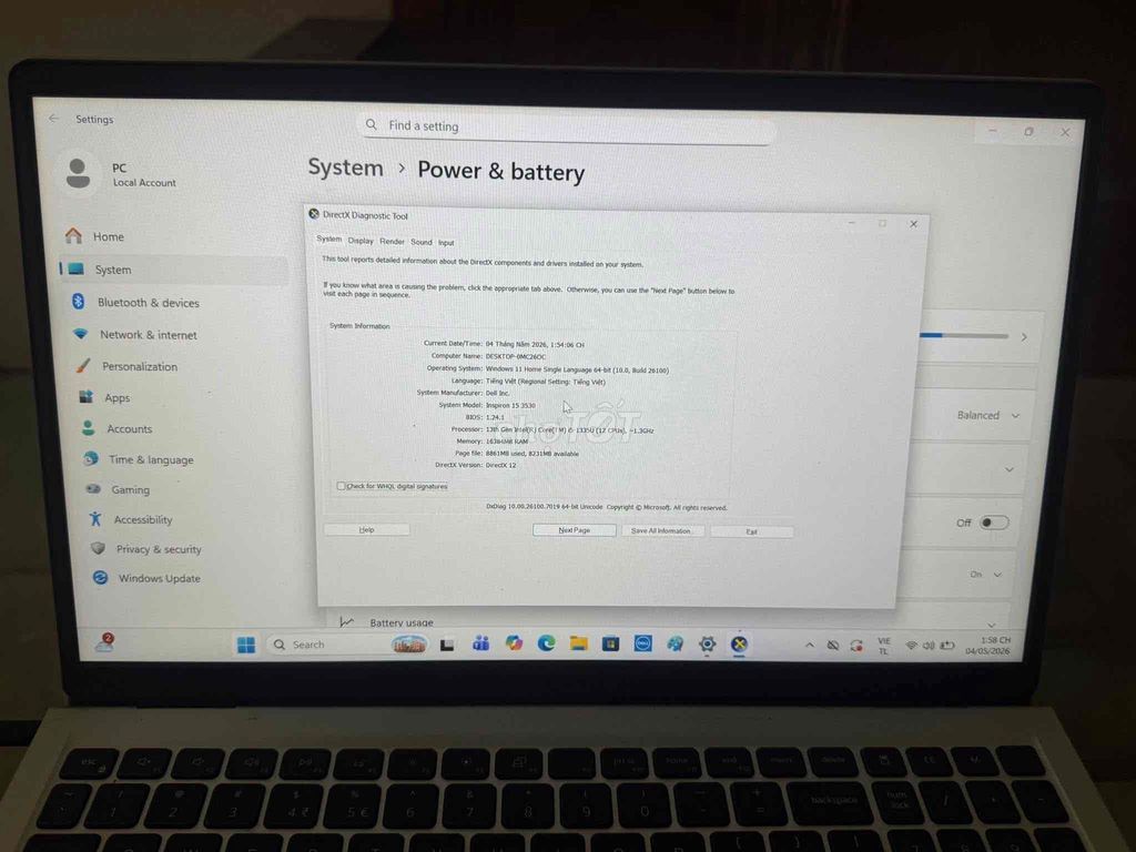 Dell Inspiron 15 3530 i5-1335U 16GB/512GB. Mua bán Laptop tại Huyện Lộc Ninh Bình Phước được đăng bởi Tino Nguyen hình 1