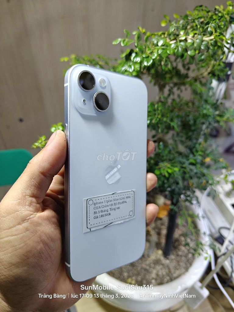iPhone 15 Plus 128G P88% CH/A 2sim vật lý Zin áp. Mua bán Điện thoại tại Huyện Trảng Bàng Tây Ninh được đăng bởi Sun Mobile Shop Điện Thoại Trảng Bàng Tây Ninh 01 hình 1