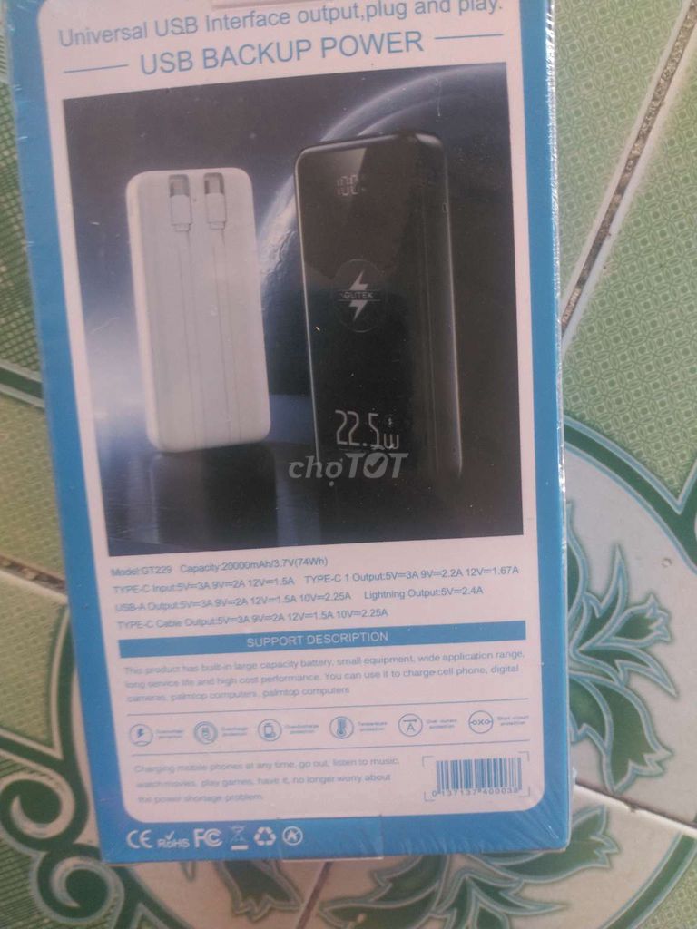 Sạc dự phòng GUTEK GT229 20000mAh Hồng. Mua bán Phụ kiện (Màn hình, Chuột...) tại Huyện Mỏ Cày Nam Bến Tre được đăng bởi Truong Hoang hình 1