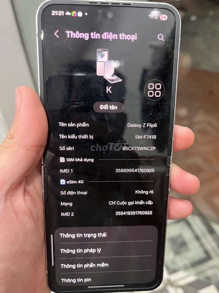 Samsung Galaxy Z Flip 6 256GB Bạc. Mua bán Điện thoại tại Quận Hoàn Kiếm Hà Nội được đăng bởi Trần quốc trung hình 1