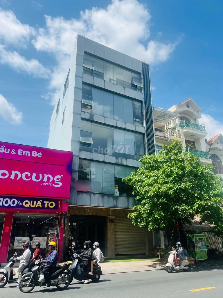 CHO THUÊ TOÀ NHÀ MẶT TIỀN ĐƯỜNG LÊ TUẤN MẬU 12X18M 5L CÓ HẦM CÓ TM