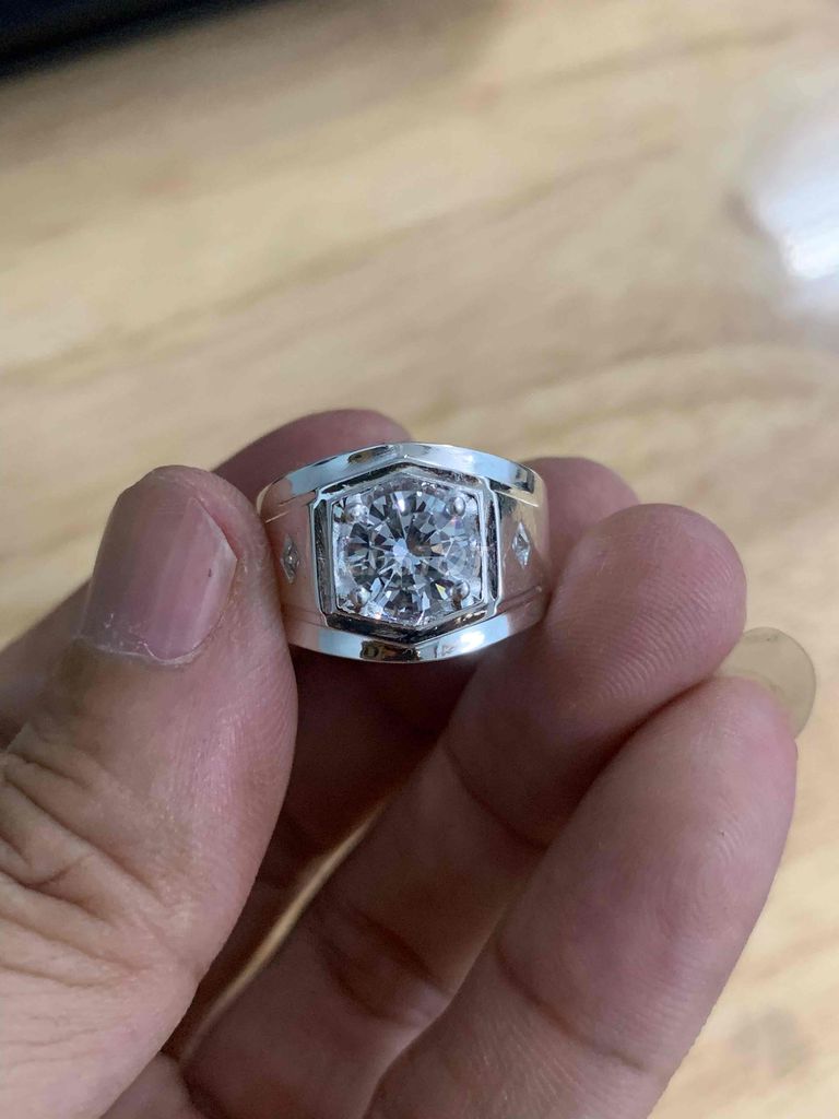 nhẫn bạc đá MOISSANITE size 18