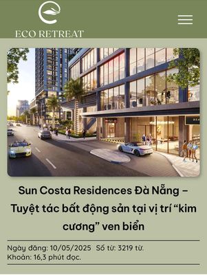 CC cần bán nhà cách Tháp Đôi Sun Costa 2 căn, 100m ra bãi tắm Mỹ Khê